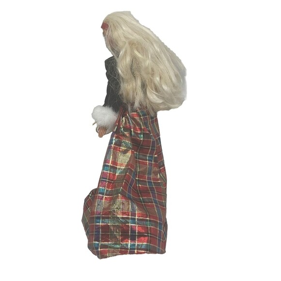 Mattel Holiday 1976 Barbie in Black Velor With Plaid Dress Missing Shoes - Picture 2 of 16